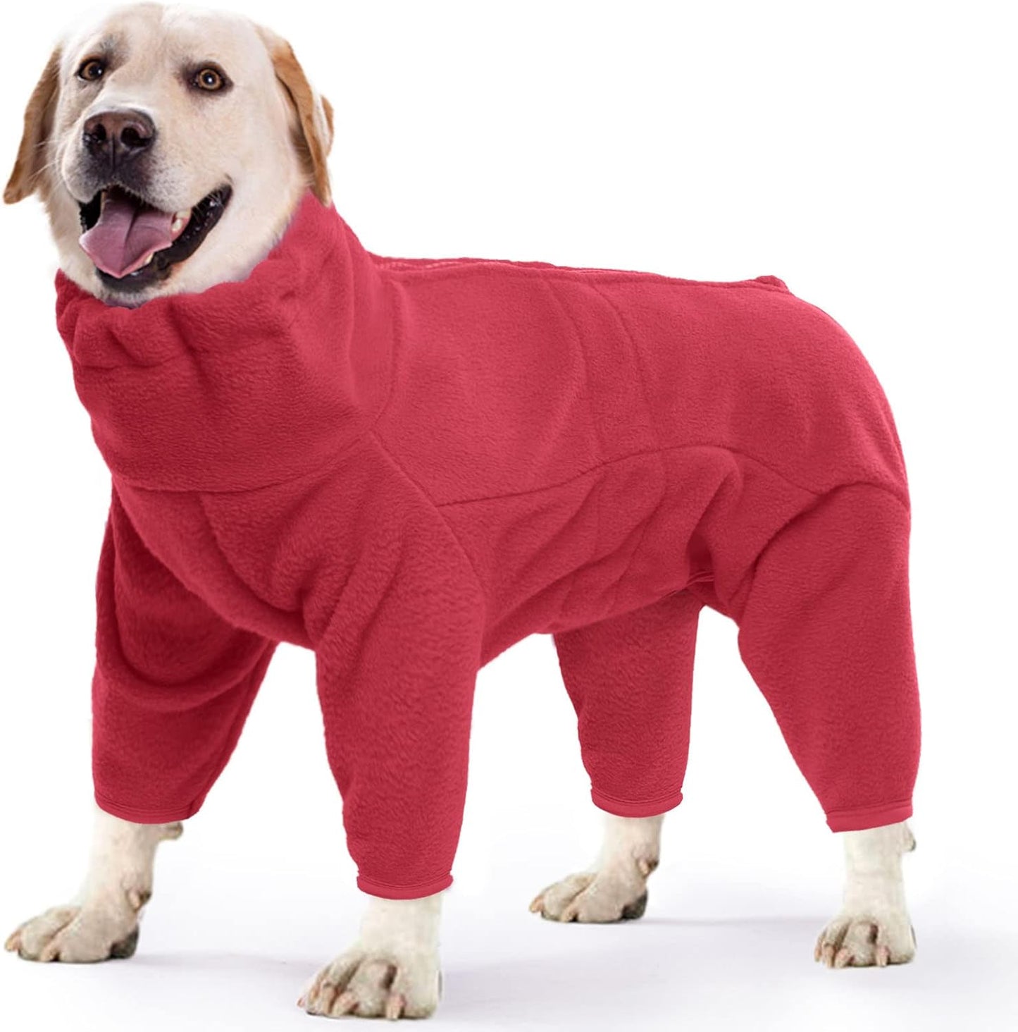 ROZKITCH Winter Dog Pajamas, Pet Windproof Warm Cold Weather Jacket Vest Cozy Jumpsuit Apparel Outfit Clothes for Small Medium Large Dog Walking Hiking Sleep Red 2XL