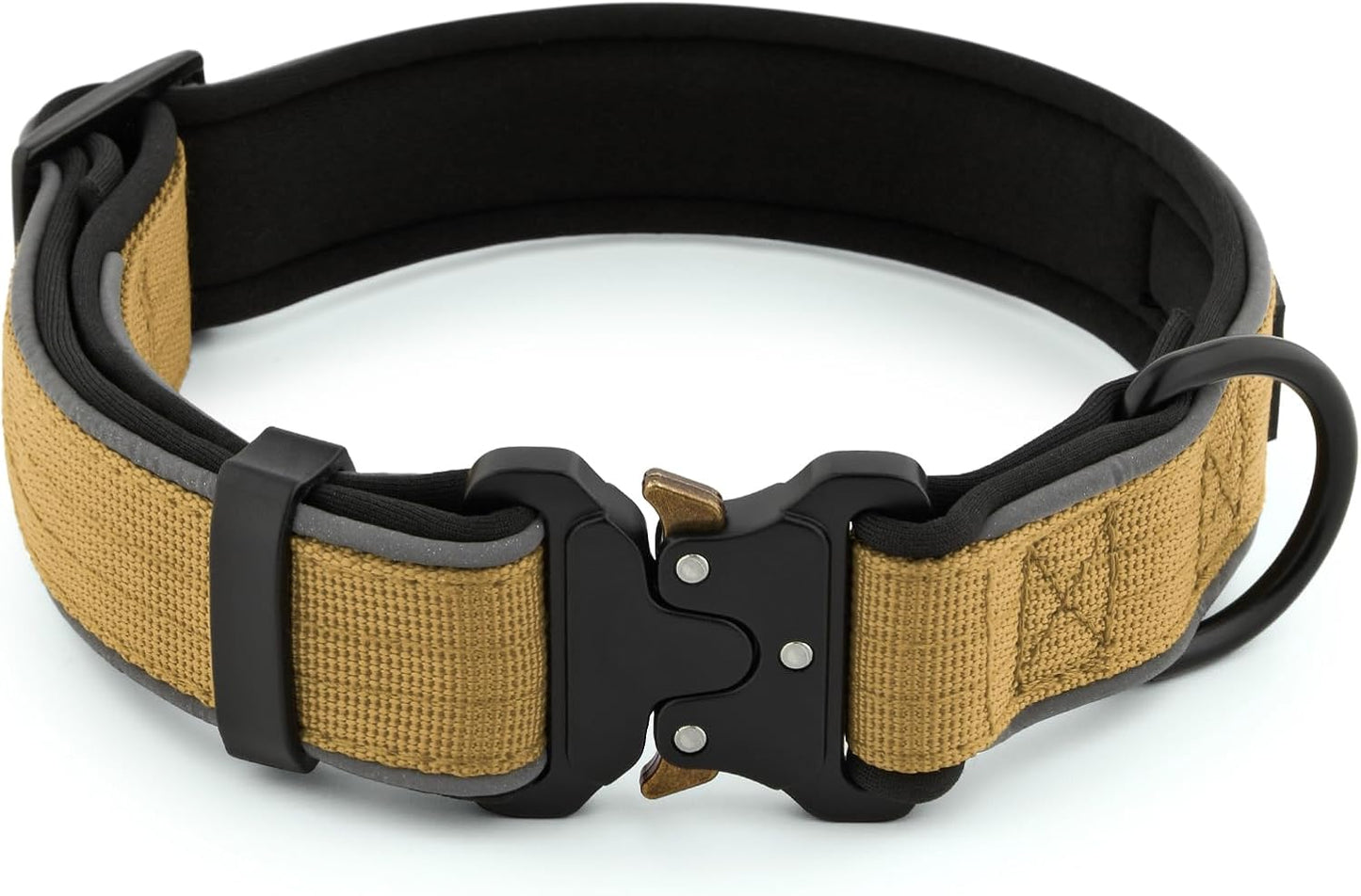 Plutus Pet Tactical Dog Collar, Reflective, Adjustable Heavy Duty Dog Collar, Soft Padded and Comfortable, for Small Medium and Large Dogs (Brown, L)