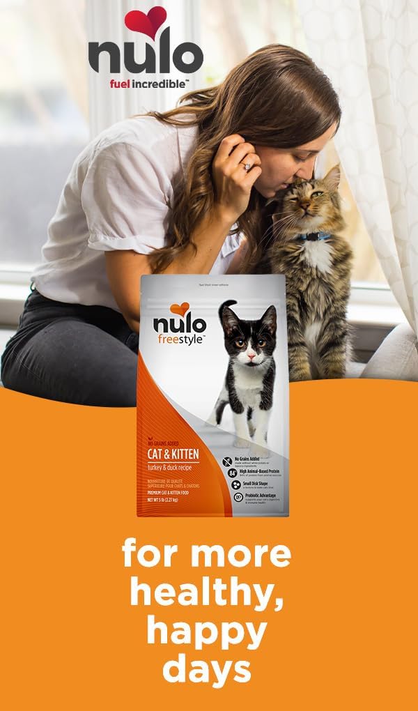 Nulo Freestyle High Protein Cat & Kitten Food, Turkey & Duck Recipe - Natural Grain-Free Dry Cat Food with Omega Fatty Acids & Probiotics, 4 lb Bag
