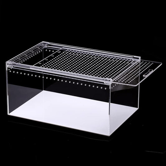NANEEZOO Magnetic Acrylic Large Enclosure 2.5 Gallon 12 x 8 x 6 Inch Reptile Breeding Box Terrarium Cage for Insect Tarantulas Amphibians Caterpillars Snail Clear Acrylic Reptile Feeding Box