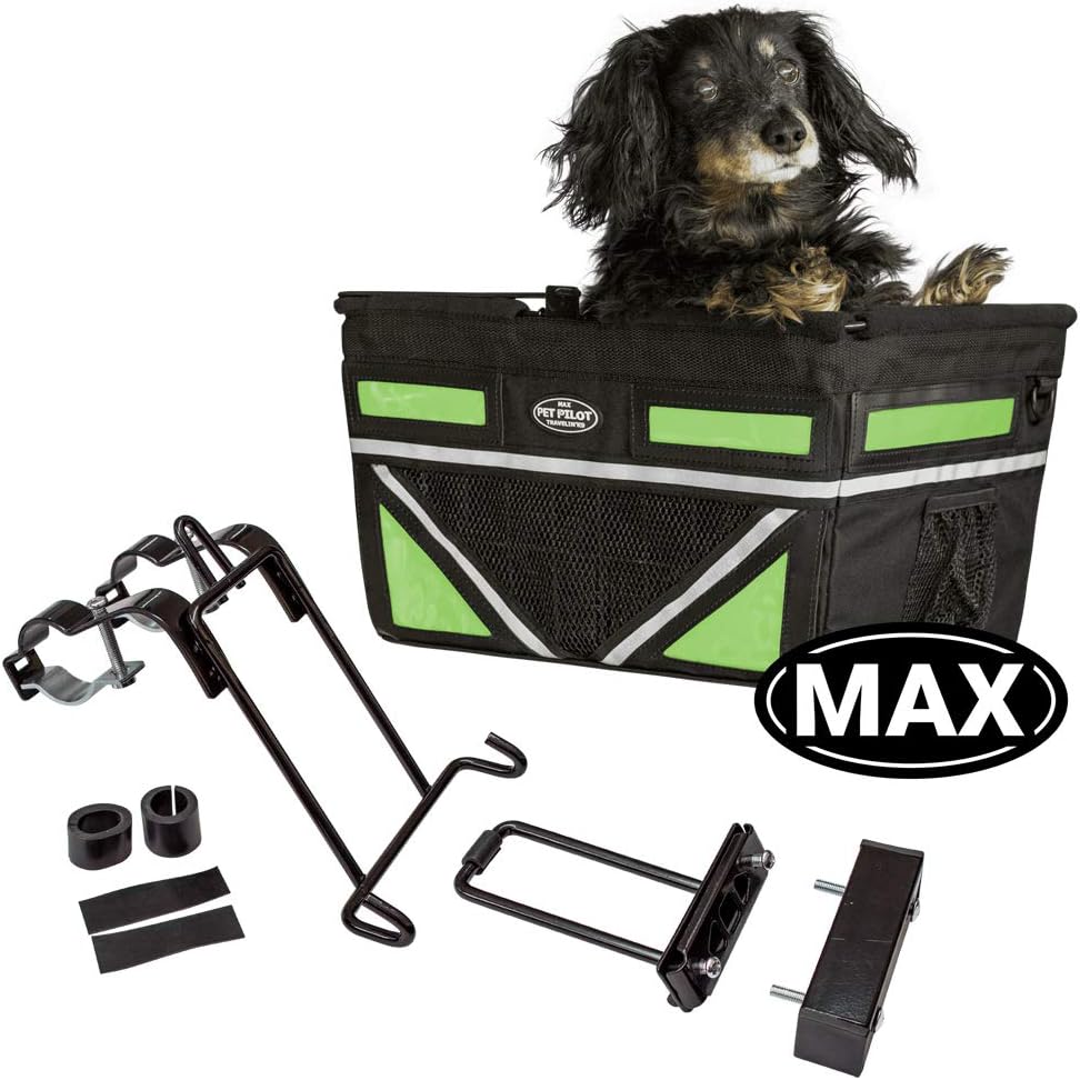 TRAVELIN K9 Pet-Pilot MAX Dog Bicycle Basket Carrier | 8 Color Options for Your Bike (Green)