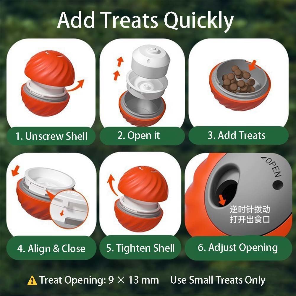 Zoomie 2.0 Buddy – Smart Touch Interactive Dog Toy | 2 in 1 Interactive Dog Balls ＆ Pet Feeder | USB-C Rechargeable | for Small Or Medium Dogs (Orange)