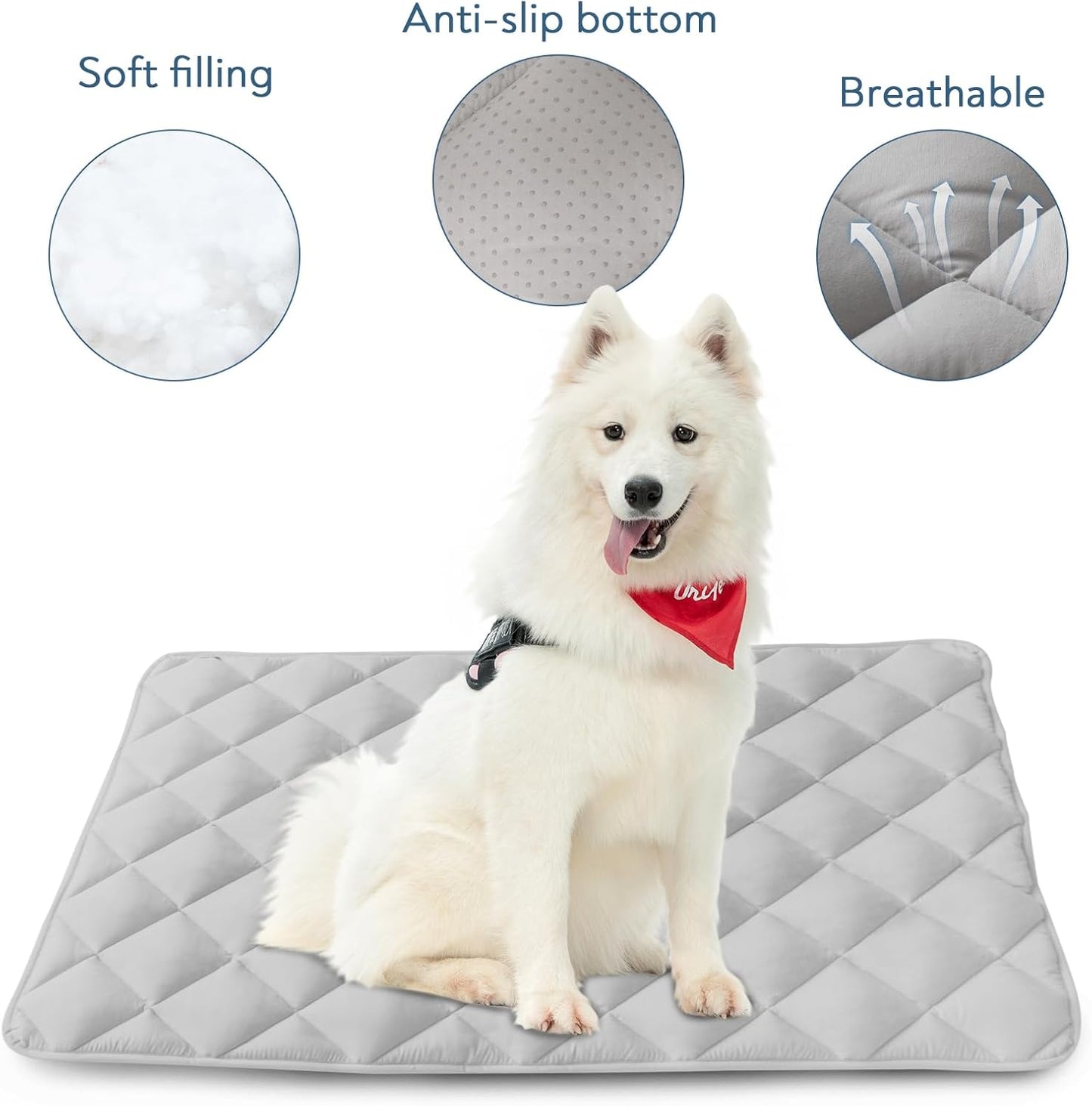 Magik & Kover Dog Crate Pad 2 Pack (36" x 23"), Soft Dog Crate Mat with Anti-Slip Bottom, Machine Washable Kennel Pad, Fits 36 Inch, Grey