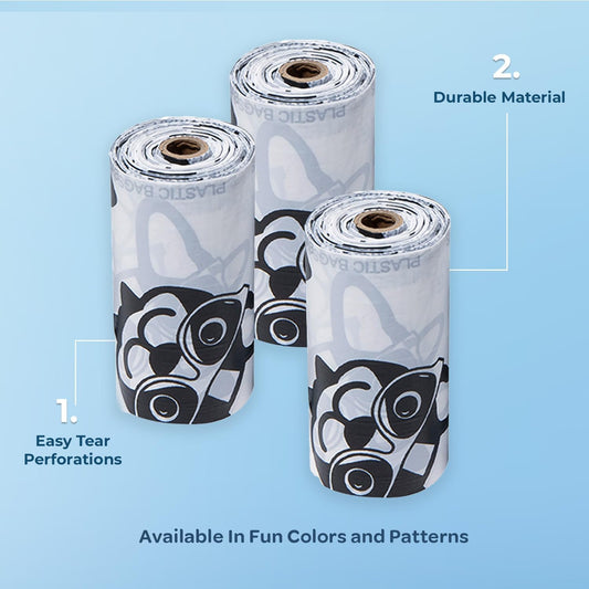 Best Pet Supplies Dog Poop Bags (240 Bags) for Waste Refuse Cleanup, Doggy Roll Replacements for Outdoor Puppy Walking and Travel, Leak Proof and Tear Resistant, Thick Plastic - White