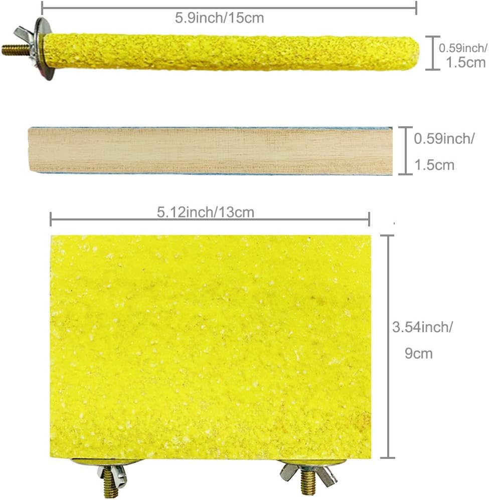 Hamiledyi 6 PCS Bird Perch Stand Toy Wood Parrot Paw Grinding Stick Perch Stand Platform Parakeet Cage Accessories Exercise Toys for Budgies Cockatiel Conure