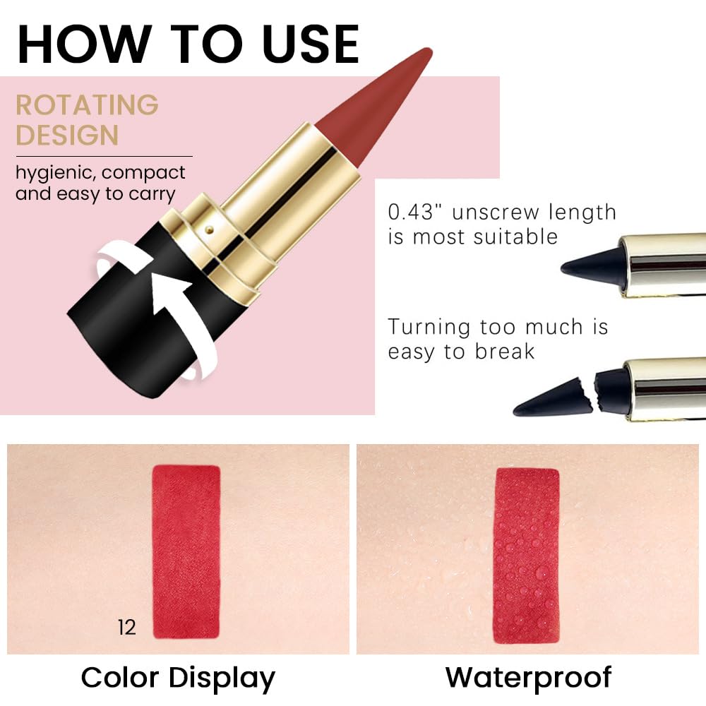 evpct 1Pcs Red Gel Eyeliner Pencil Eye Black Face Paint Stick Makeup Set Waterproof Matte Cream Crayon Eyeliner Pencil Set Cat Eye Liners Eyeshadow Guide delineador de ojos contra el agua