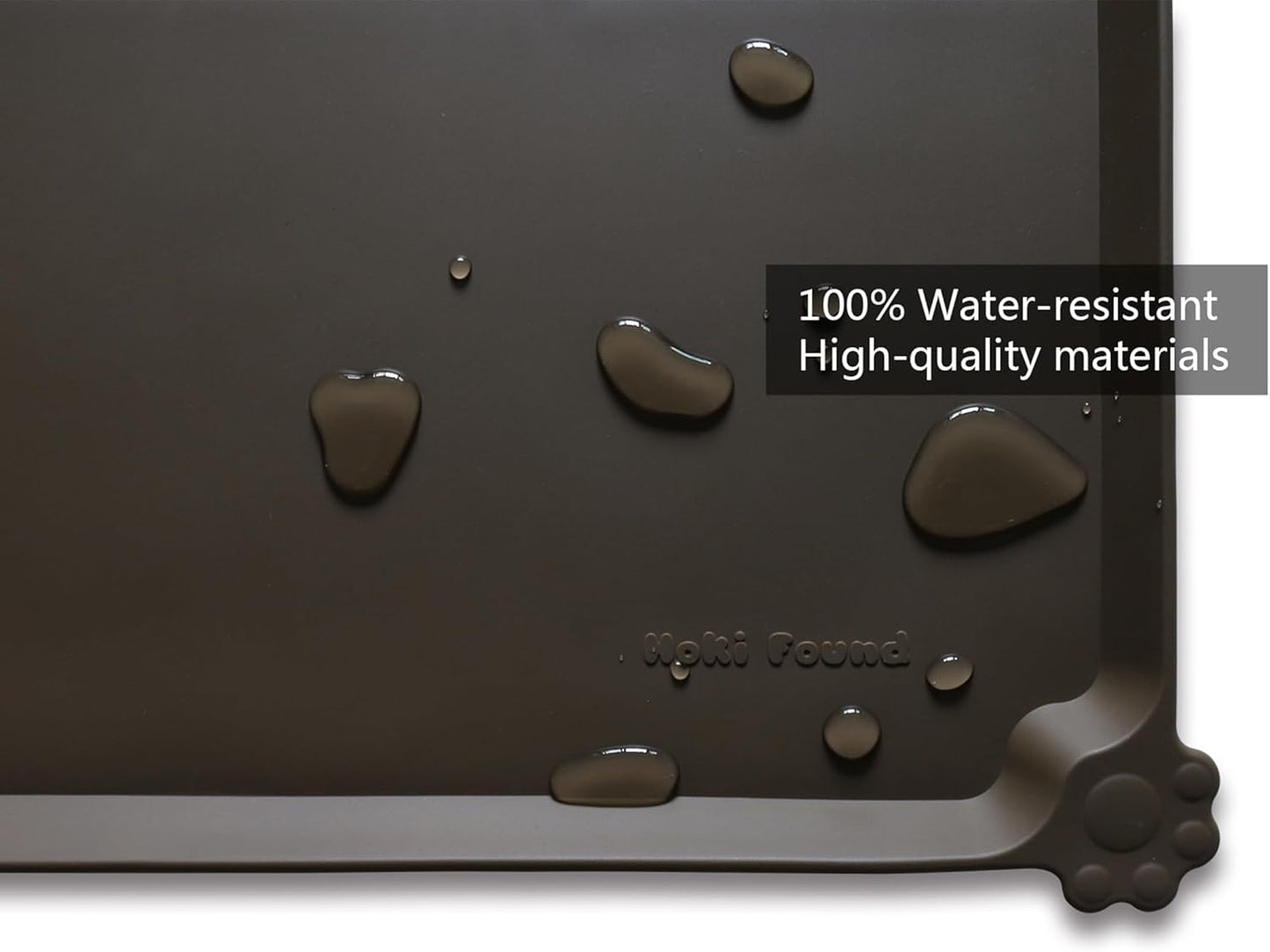 Hoki Found X-Large Silicone Pet Food Mat Tray - Non-Slip Dog and Cat Bowl Placemat - Waterproof Feeding Mat for Carpet - Coffee