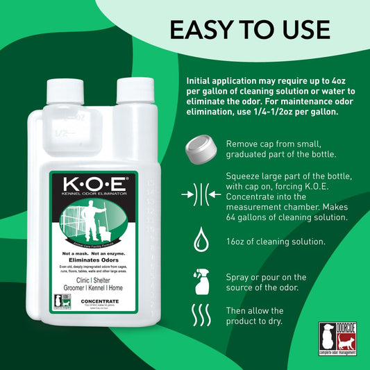 Odorcide, Thornell KOE Kennel Odor Eliminator Concentrate, Great for Cages, Runs, Floors & More, Pet Odor Eliminator for Home & Kennel w/Safe, Non-Enzymatic Formula, 16 oz, White – Not A Spray Bottle