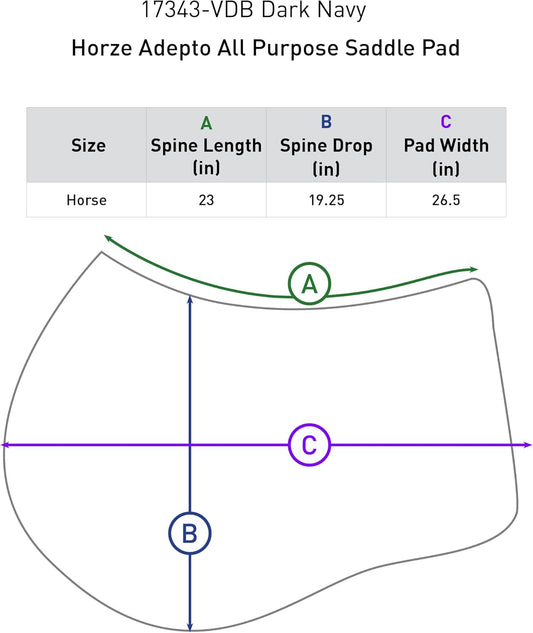 HORZE Adepto Padded All Purpose Quilted Equestrian Saddle Pad for Horses with Two-Tone Trim