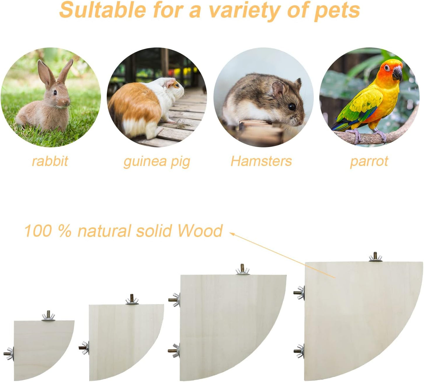 Litewoo Bird Parrot Corner Perch Flat Platform Stand, Easy to Install, Safe and Stable, Smooth Polishing Without Hurting Feet, Solid Hardwood Bird Cage Perches（XL）