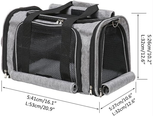 Pet Carrier Bag for Small Medium Cats Dogs Puppies up to 26 Lbs,Steel Frame Dog Carrier,pricacy-Oriented cat Carrier,Collapsible pet Carrier for Easy Storage (Grey, Large:20.9"X12.6"X12.6")
