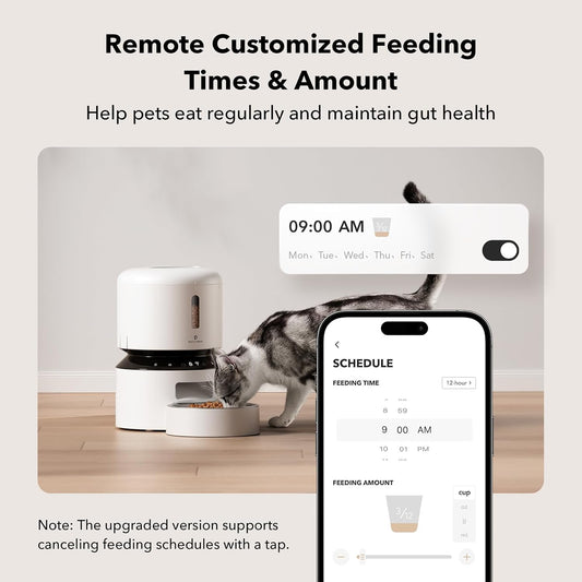 PETLIBRO Automatic Cat Feeder, 5G WiFi Automatic Pet Feeder with Freshness Preservation, 3L Timed Cat Feeders for Dry Food, Up to 48 Portions 10 Meals Per Day, Granary Pet Feeder for Cat/Dog, White