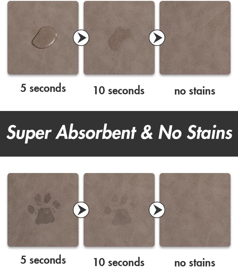 MontVoo Absorbent Dog Water Mat-Dog Mat for Food and Water Bowl, Quick Dry Pet Feeding Mat, No Stains Dog Food mat, Dog Accessories Pet Supplies Mat-Dog Water Bowl Mat for Messy Drinkers, BROWN