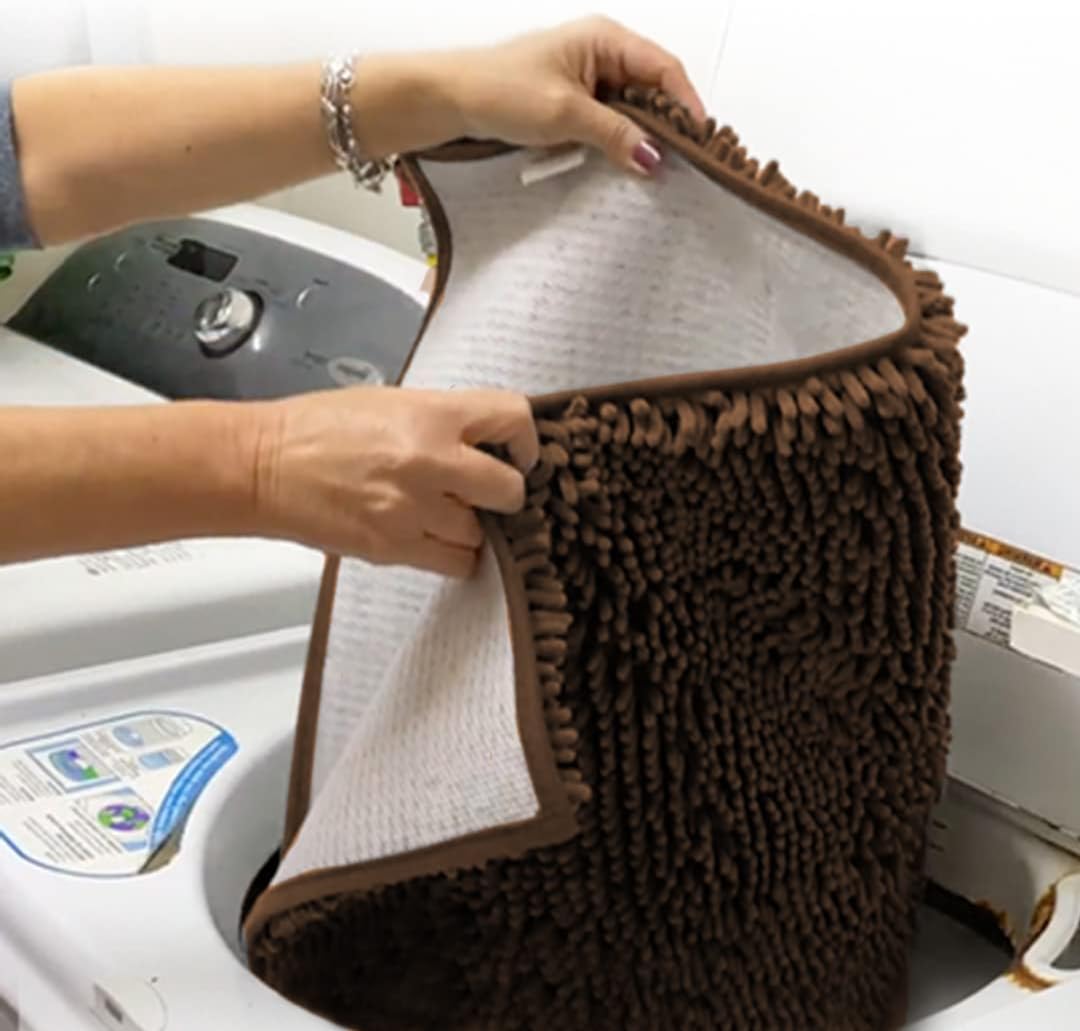 Muddy Mat® Shown on TV – Super Absorbent Microfiber Dog Door Mat for Muddy Paws, Non-Slip Washable Pet Rug, Quick Dry Chenille Entryway Carpet, Machine Washable Indoor Outdoor mat, Brown 59"x24"