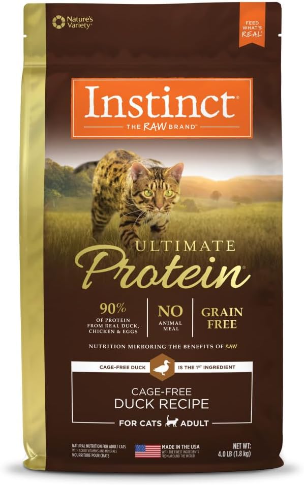 Instinct Ultimate Protein, Natural Dry Cat Food, Grain Free Recipe - Cage Free Duck, 4 lb. Bag