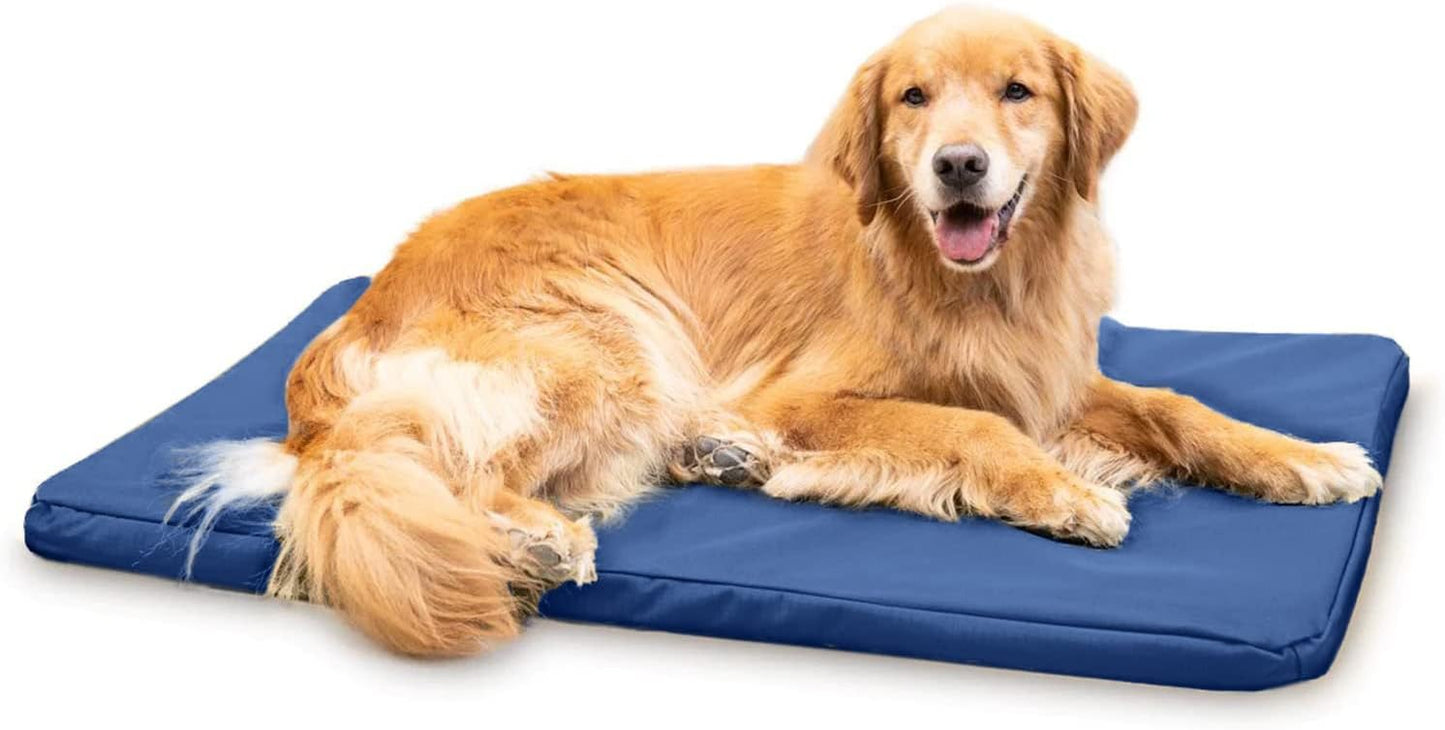 K9 Ballistics Tough Ripstop Orthopedic Dog Crate Bed - Durable Pad with Washable Cover, for Wire Crates, Tie-Downs Included, Size: Large 41"x27", Blue Quartz