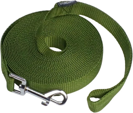 Dog/Puppy Obedience Recall Training Agility Lead - 15ft 20ft 30ft 40ft 50ft Training Leash - Great for Play, Camping, or Backyard (Military Green, 15 Feet)