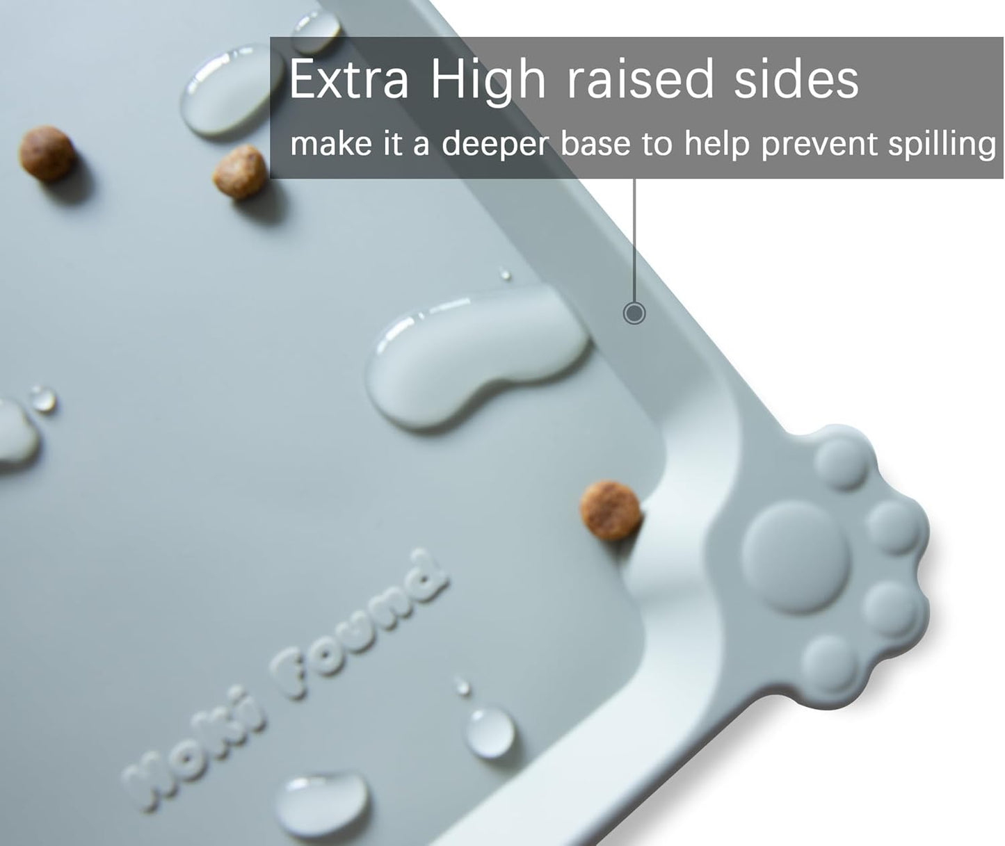 Hoki Found XX-Large Silicone Pet Food Mats Tray - Non Slip Pet Dog Cat Bowl Mats Placemat - Pet Water Mats for Carpet -Dog Pet Cat Feeding Mat - Waterproof Dog Cat Food Mats -Battleship