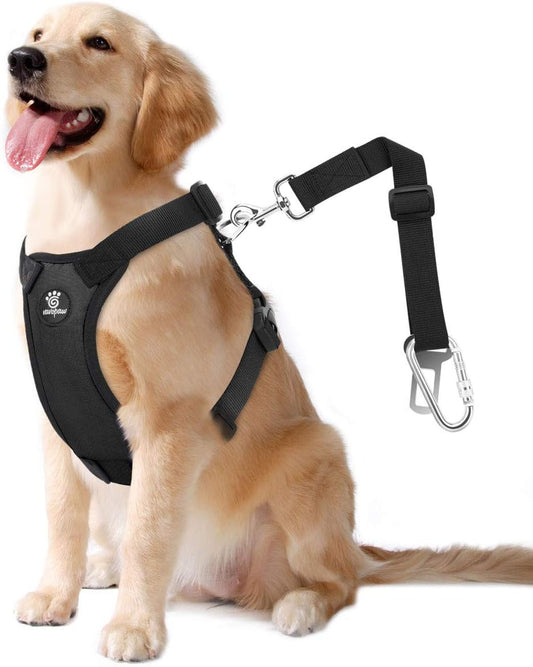 Dog Seat Belt, Safety Vest Dog Car Harness with Adjustable Buckle Dog Seat Belt for Vehicle Nylon Pet Safety Seat Belts Heavy Duty(XL, Black)