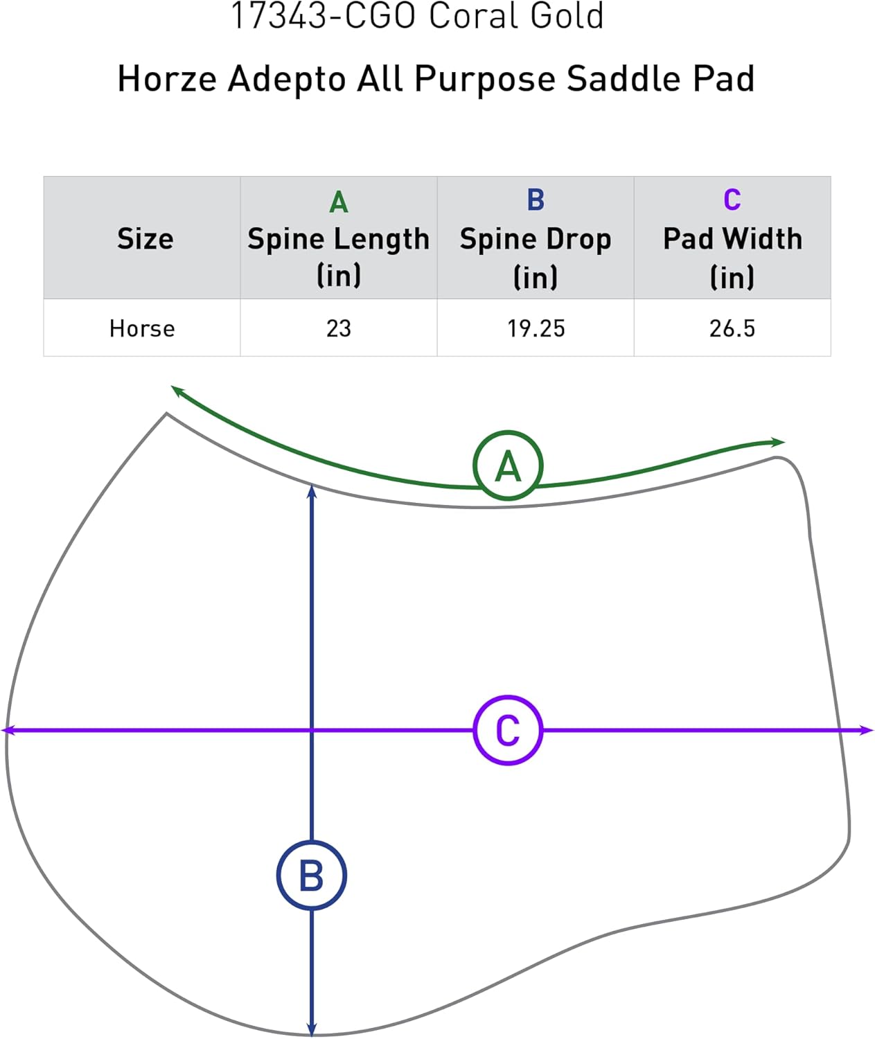 HORZE Adepto Padded All Purpose Quilted Equestrian Saddle Pad for Horses with Two-Tone Trim