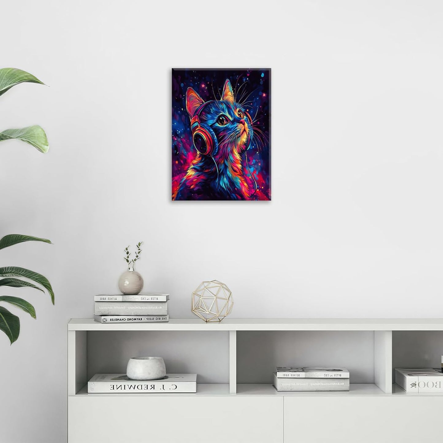 Cat Wall Art Canvas Fantastic Animal Wall Decor Prints Framed Painting Colorful Pictures Gifts Artwork for Bathroom Living Dining Kitchen 16"x20"