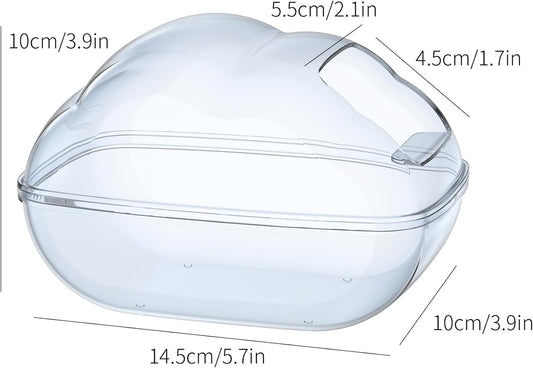 BUCATSTATE Hamster Sand Bath Container Transparent Hamster Dust Bath Kit Dwarf Toilet with Scoop Set Cage Accessories for Small Animals, Gerbil, Syrian Hamster, Mouse (Blue, Medium)