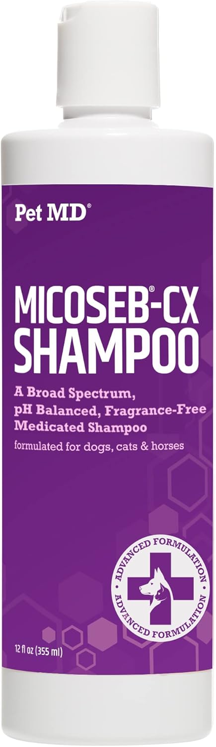 Pet MD Micoseb-CX Topical Shampoo for Dogs, Cats, & Horses with Miconazole - 12 oz