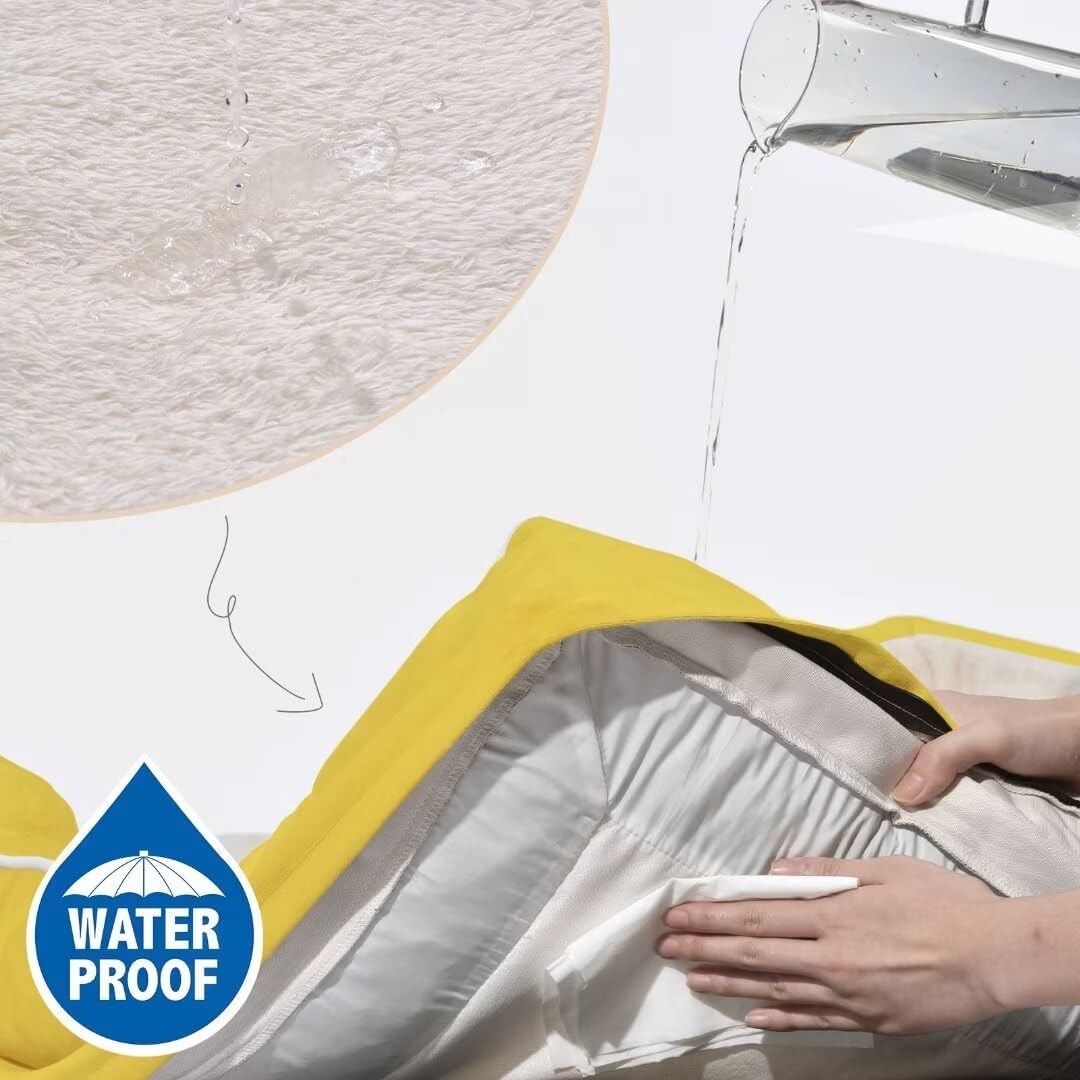 Comfort Expression Orthopedic XL Dog Beds, Waterproof Extra Large Dog Bed with Bolster, Washable Dogs Bed Sofa with Removable Cover & Non-Slip Bottom(X-Large,Spicy Mustard)