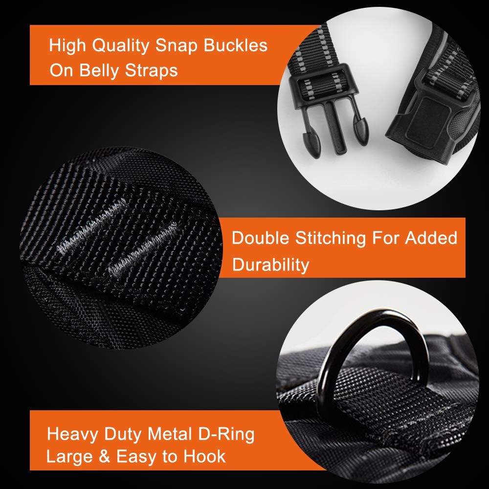 PHOEPET No Pull Dog Harness Medium Reflective Front Clip Puppy Vest with Handle,Adjustable 2 Metal Leash Attachment Hooks(M, Black)