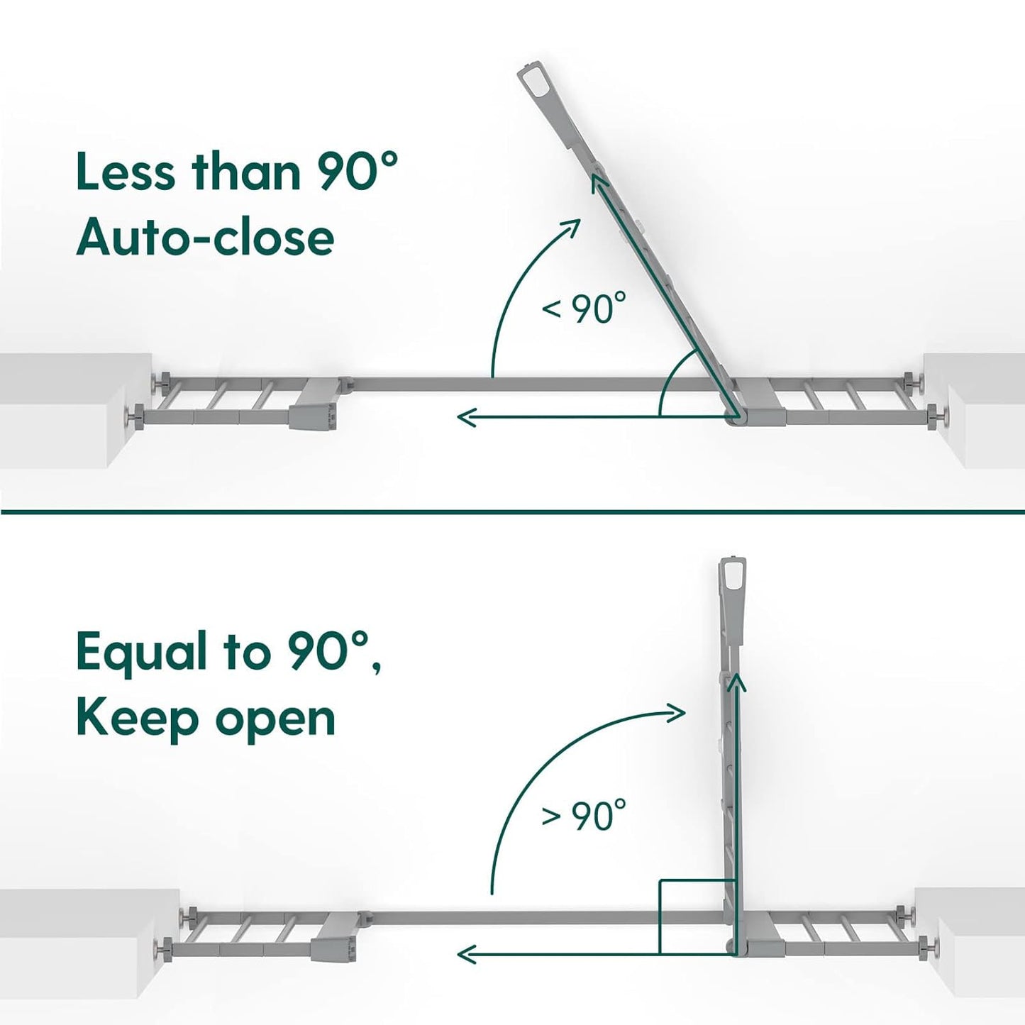BABELIO 36 Inch Tall Metal Baby Gate, 29-48" Auto Close Pressure Mounted Dog Gate, Gray