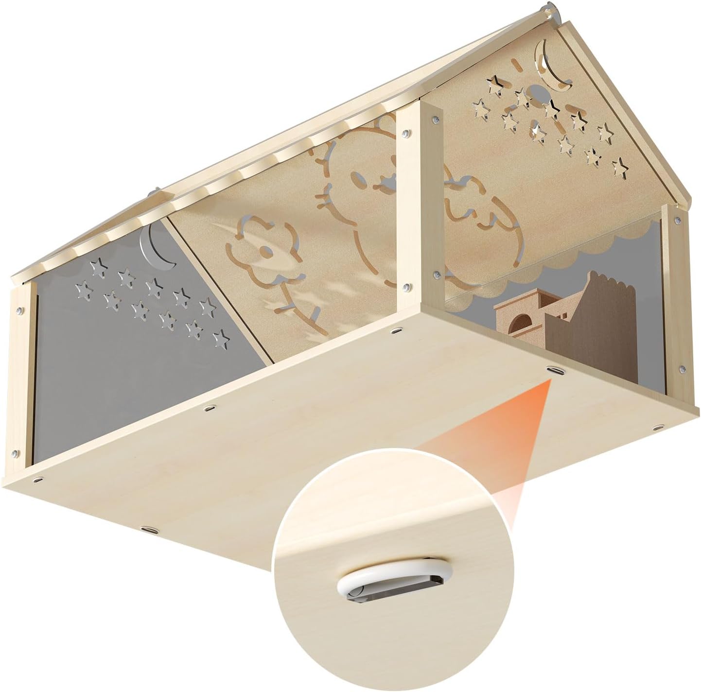 Hamster cage Wooden with Acrylic, Dwarf Hamster cage, Small Animal Habitat with Openable Top, Mouse cage for Guinea Pigs, Chinchillas, Gerbil, Syrian Hamster (24inch)