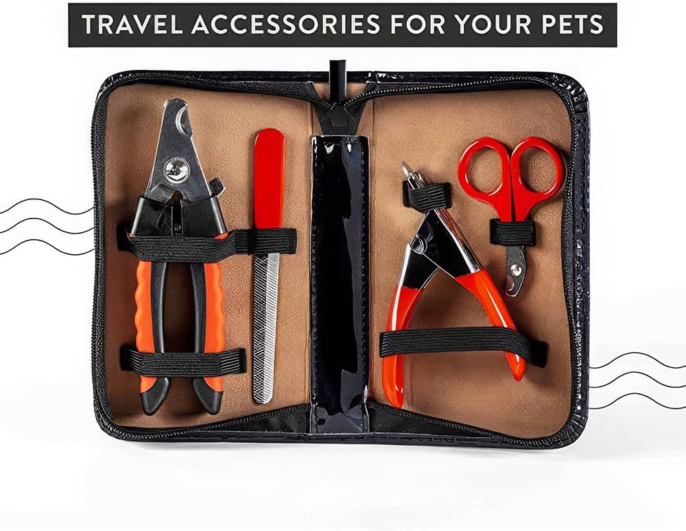 Pet Care Pedicure Kit for Dogs, Cats, Birds and Reptiles - Nail Clippers, File and Scissors Style Clippers Plus Case (3 Nail Clippers Plus Nail File)