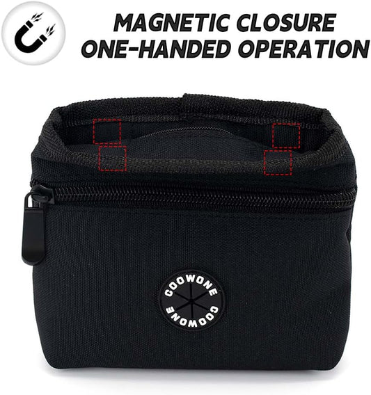 COOWONE Dog Treat Pouch with Pet Training Clicker, Detachable Dog Puppy Training Treat Bag, 900D Oxford Cloth Magnetic Closure Small Dog Poop Bag Holder for Travel or Outdoor Use