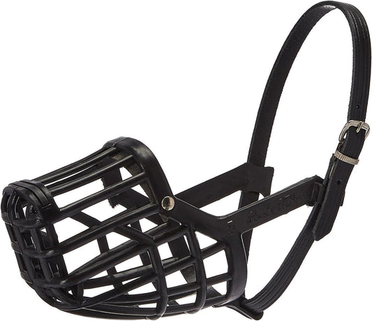 Leather Brothers Italian Basket Dog Muzzle, Adjustable Secure Fit, Comfortable Design, Training and Safety, Averts Biting, Prevents Chewing and Scavenging, Perfect for Grooming - Black, Size 8