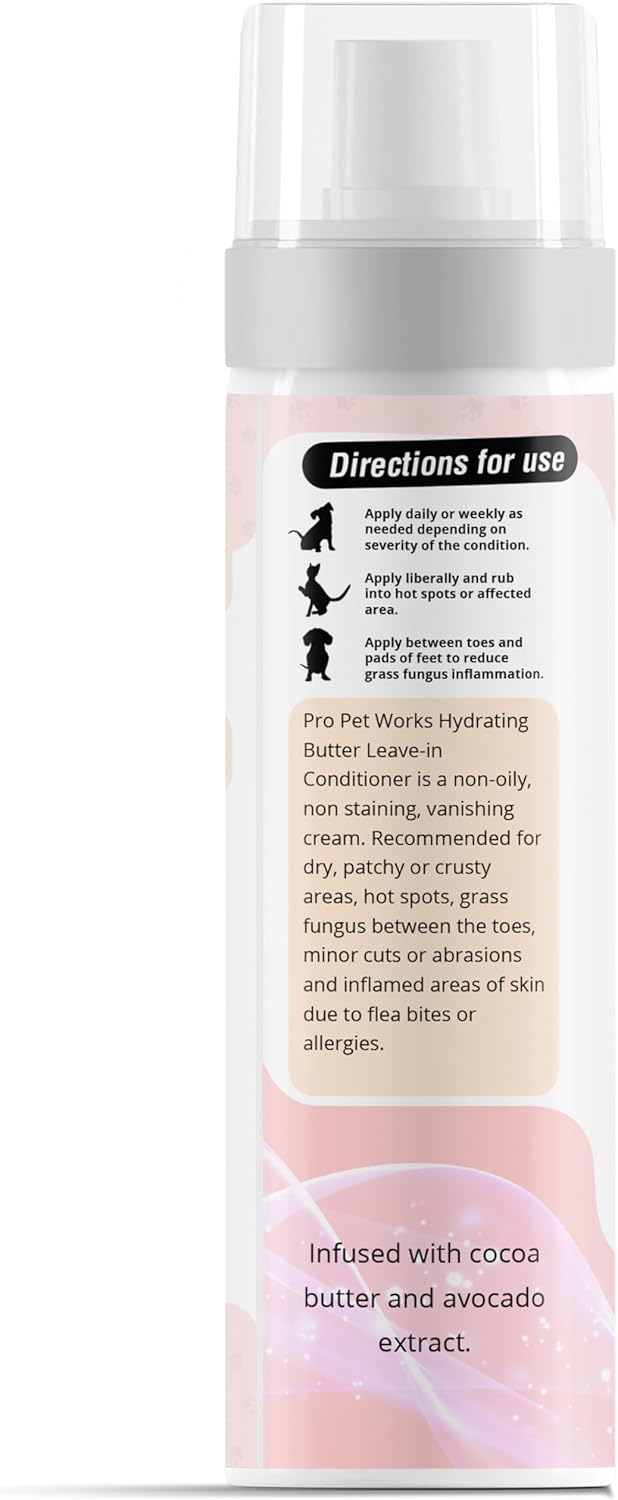 Pro Pet Works 5 in 1 Cocoa Butter Leave-in Conditioner Lotion for Dogs & Cats-Hot Spot Cream/Balm for Allergies, dermatosis, Paw Fungus Or Itchy Skin-Heals Small Cuts & Abrasions[Made in USA]