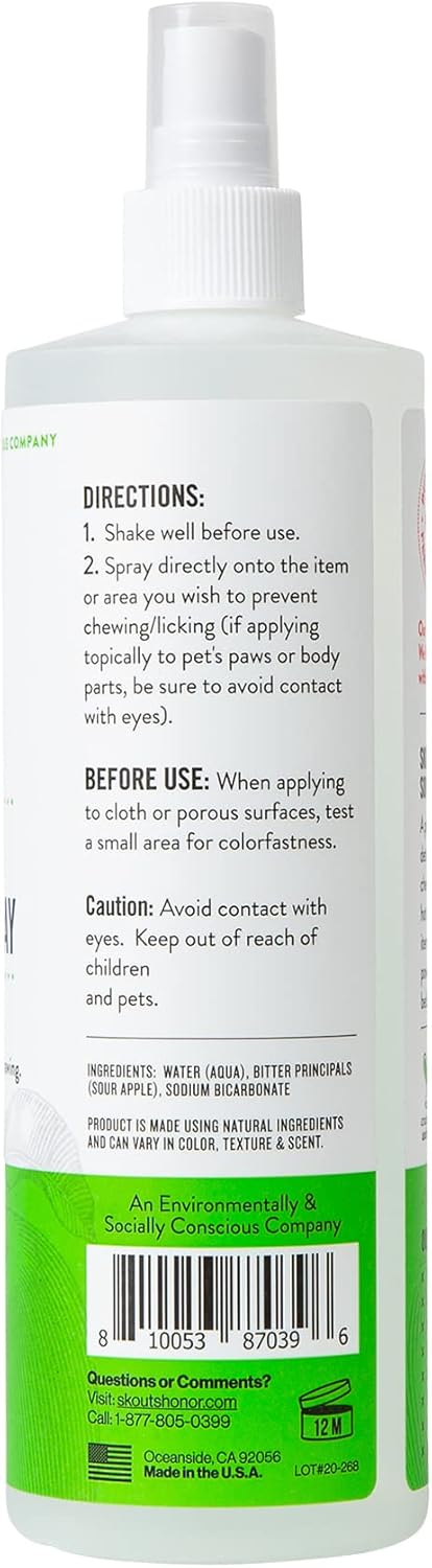 SKOUT'S HONOR Super Sour! Anti Chew Spray - Natural Ultra Bitter Formula to Help Deter That unwanted Chewing, Licking, and Biting - Safe for Pets - Safe for Indoor and Outdoor Use,16 oz