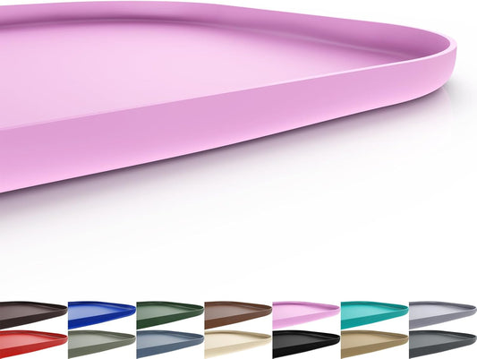 Silicone Pet Feeding Mat with Raised Edge for Food and Water, Dog Bowl Mats, Cat Bowls Placemat with High Lip for Floor Waterproof, Rubber Tray for Cats and Dogs 19 x 12 x0.7 Pink