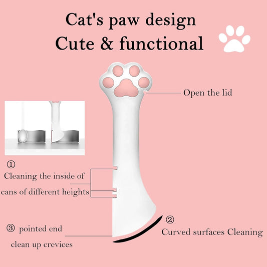 3 Pcs Pet Food Can Lids & One Can Spoon | Cute Paw Shape Opener Spatula Cat Wet Food Spoon | Universal BPA Free Silicone Can Spoon & Covers for Dog Cat Cans(Pink)