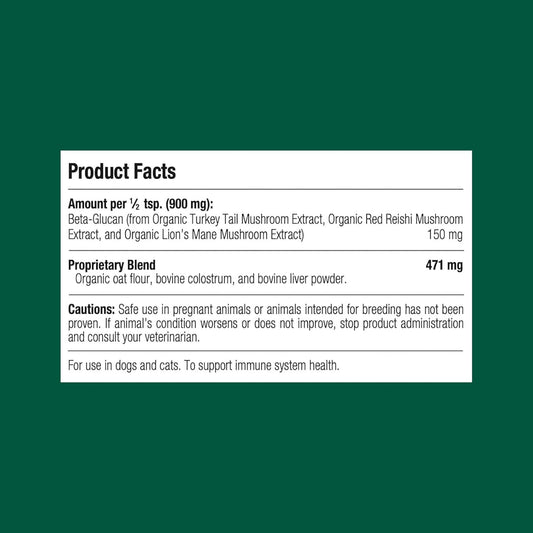 Standard Process Mushroom Complex for Dogs & Cats - Immune Support Supplement with Bovine Colostrum - Lion's Mane Extract Powder for Dog & Cat Immune Support - Essential Aid for Pet Health - 2.92 oz