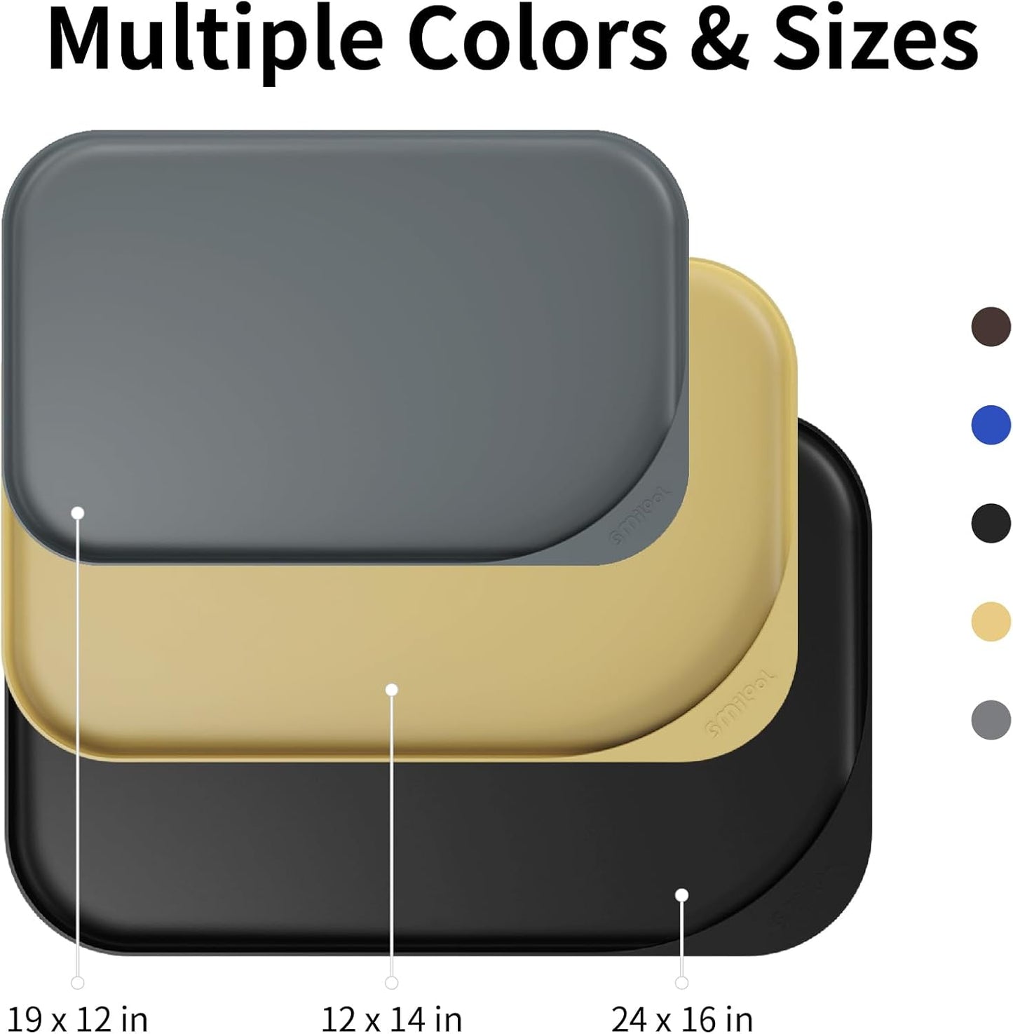 Silicone Pet Feeding Mat with Raised Edge & Residue Collection Pocket for Food and Water, Dog Bowl Mats, Cat Bowls Placemat with High Lip for Floor Waterproof, 24 x 16 x 0.8 Dark Brown