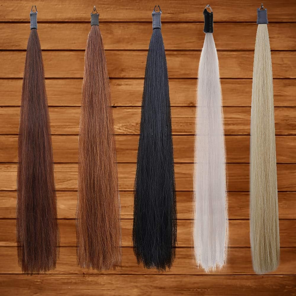Horse Tail Extensions with Braided Horsehair Loop, Blunt Cut Bottom, 28-30 inches Long and 3/8 lb Weight