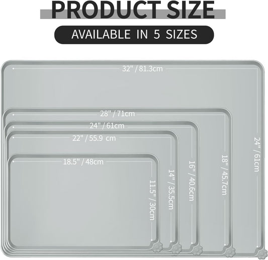 Waterproof Pet Feeding Mat with High Raised Edges, Heavier and Thicker Placemats for Cat Dog Water Bowl with BPA Free, Dogs Cats Food Mats for Messy Drinkers to Prevent Spill and Protect Floors