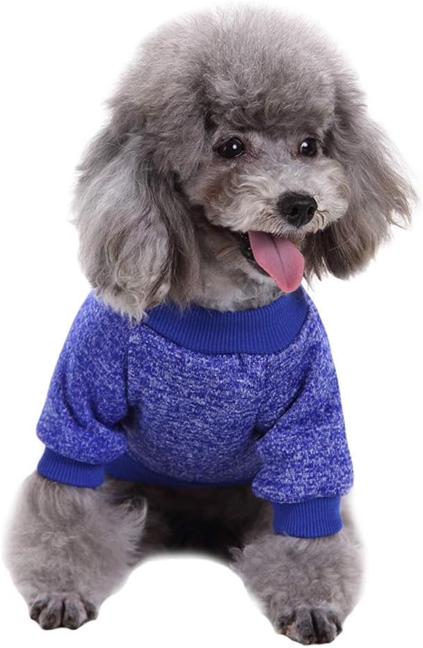 Jecikelon Dog Clothes Dogs Sweater Soft Puppies Clothing Winter Puppy Sweaters Warm Outfit for Dogs Small XXS XS Cat Apparel (Dark Blue, L)