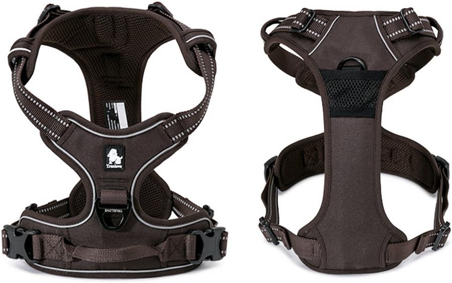TRUE LOVE Adjustable No-Pull Dog Harness Reflective Pup Vest Harnesses Comfortable Control Brilliant Colors Truelove TLH5651(Brown,L)