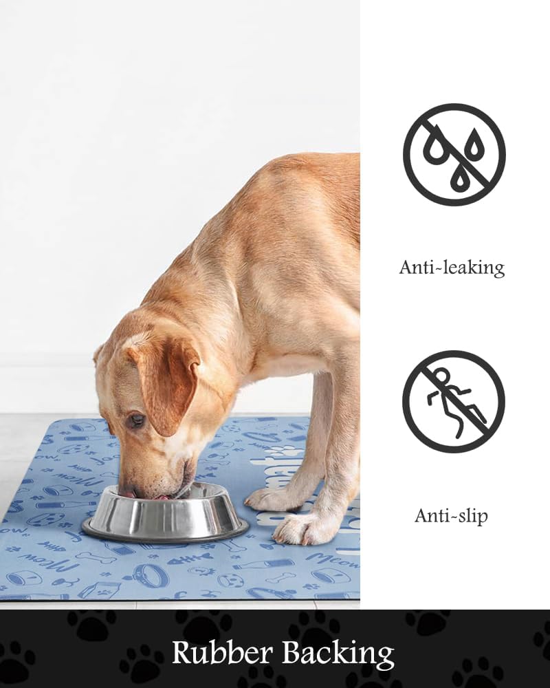 Pet Feeding Mat-Absorbent Dog Mat for Food and Water Bowl-No Stains Quick Dry Water Dispenser Mat-Dog Accessories Pet Supplies-Bowl for Messy Drinkers（PAW,17"x28"