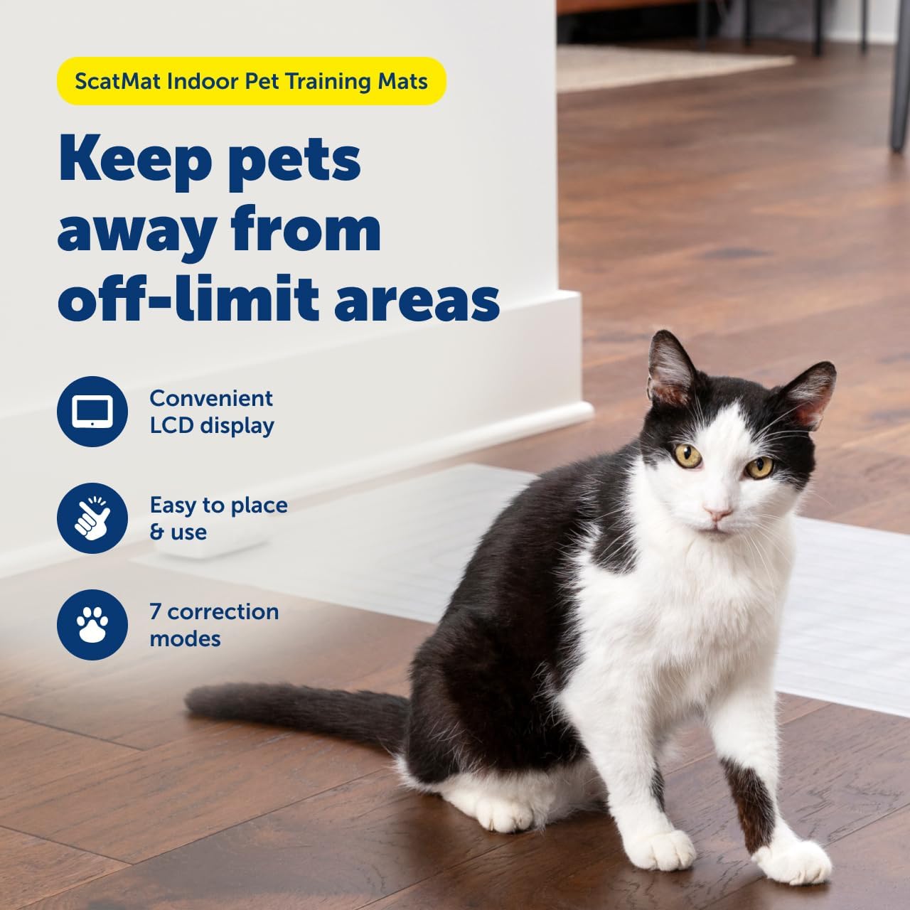 PetSafe ScatMat Indoor Pet Training Mats - Helps Prevent Furniture Climbing - Adjustable Correction Mat - Touch-Activated Design - LCD Pet Mat Controller - Battery Operated - Large, 48" x 20"