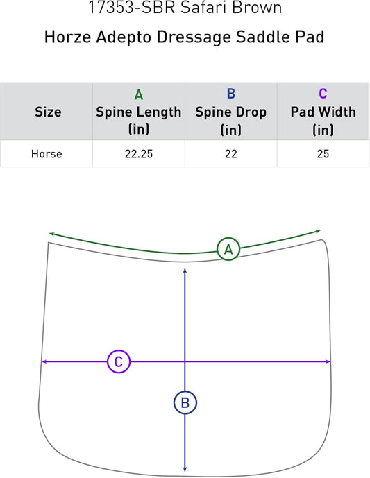 HORZE Adepto Quilted Quick-Dry Dressage Saddle Pad for Horses with Two-Tone Trim