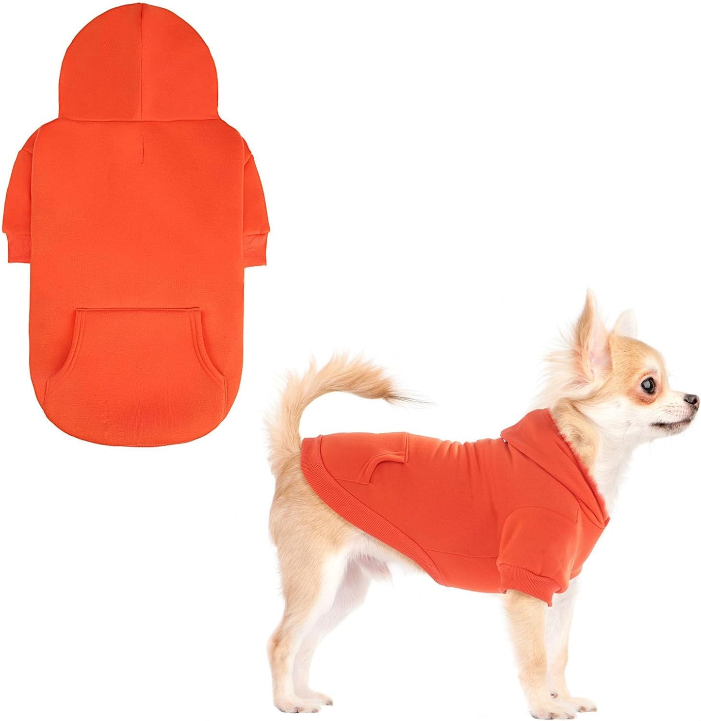 KOOLTAIL Fall Dog Hoodie - Soft & Warm Dog Thanksgiving Sweater with Leash Hole and Pocket, Pet Winter Coat, Cold Weather Clothes Sweatshirt for Small Medium Large Dogs Puppy Cat Boys Girls, Orange S