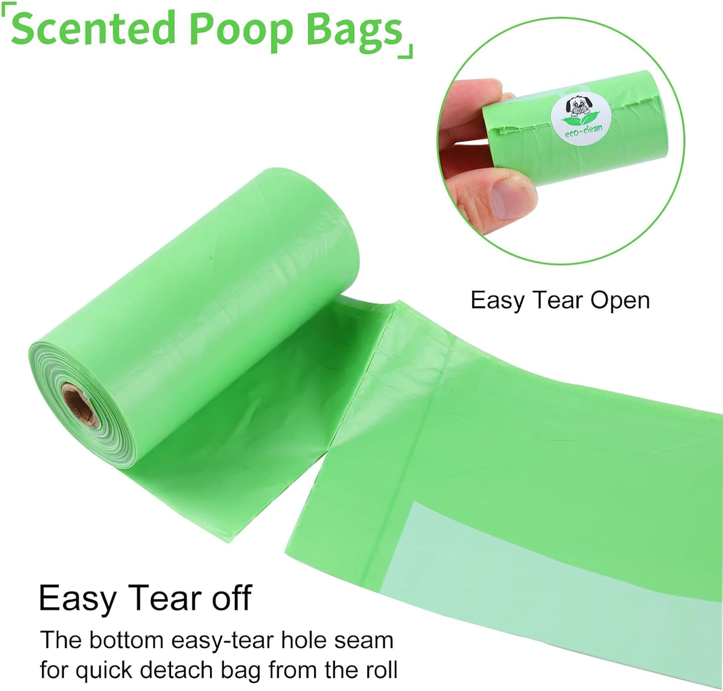 ECO-CLEAN 360 Count Dog Poop Bags with Dispenser, Leak-Proof, Unscented, 0.2 Ltr Capacity, Indoor/Outdoor Use