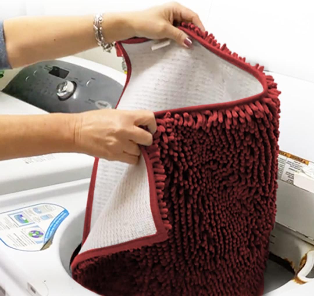 Muddy Mat® Shown on TV – Super Absorbent Microfiber Dog Door Mat for Muddy Paws, Non-Slip Washable Pet Rug, Quick Dry Chenille Entryway Carpet, Machine Washable Indoor Outdoor mat, Red 59"x24"